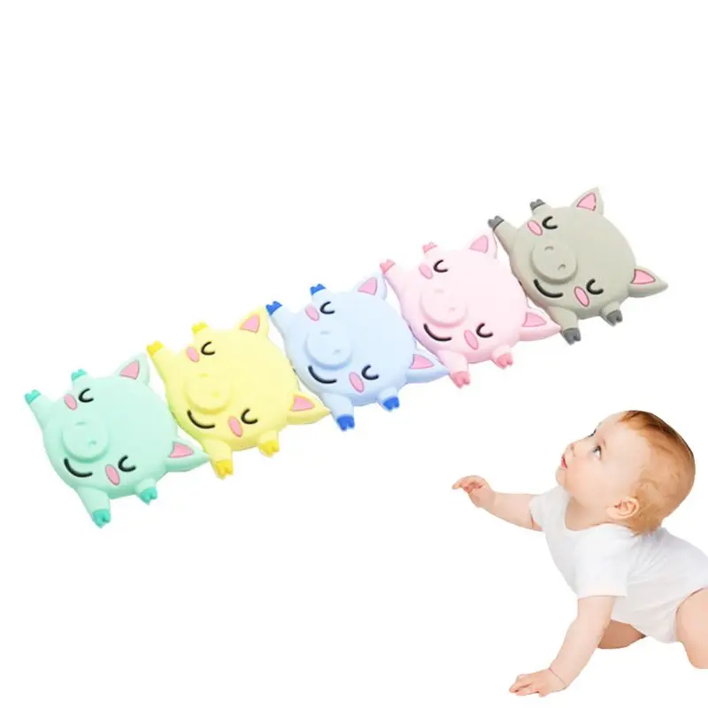 

Cute Cartoon Pig Teether Silicone Molar Stick Baby Infant Teething Soother Toys Accessories
