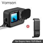 Аксессуары Vamson для GoPro 10, мягкая силиконовая защитная крышка, крышка объектива с аккумулятором, боковой чехол для камеры Gopro Hero 10 9 Black