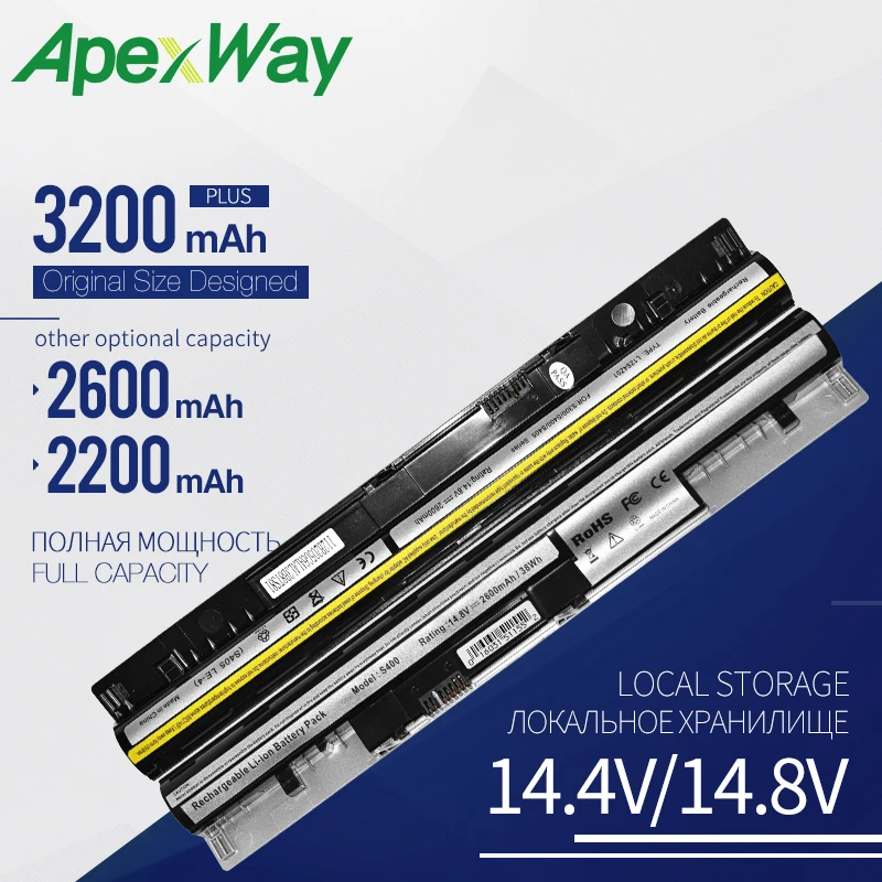 

Apexway 4Cells Laptop Battery L12S4L01 4ICR17/65 L12S4Z01 For Lenovo I1000 IdeaPad S300 S310 S400 S405 S410 S415 14 15D M30 M40