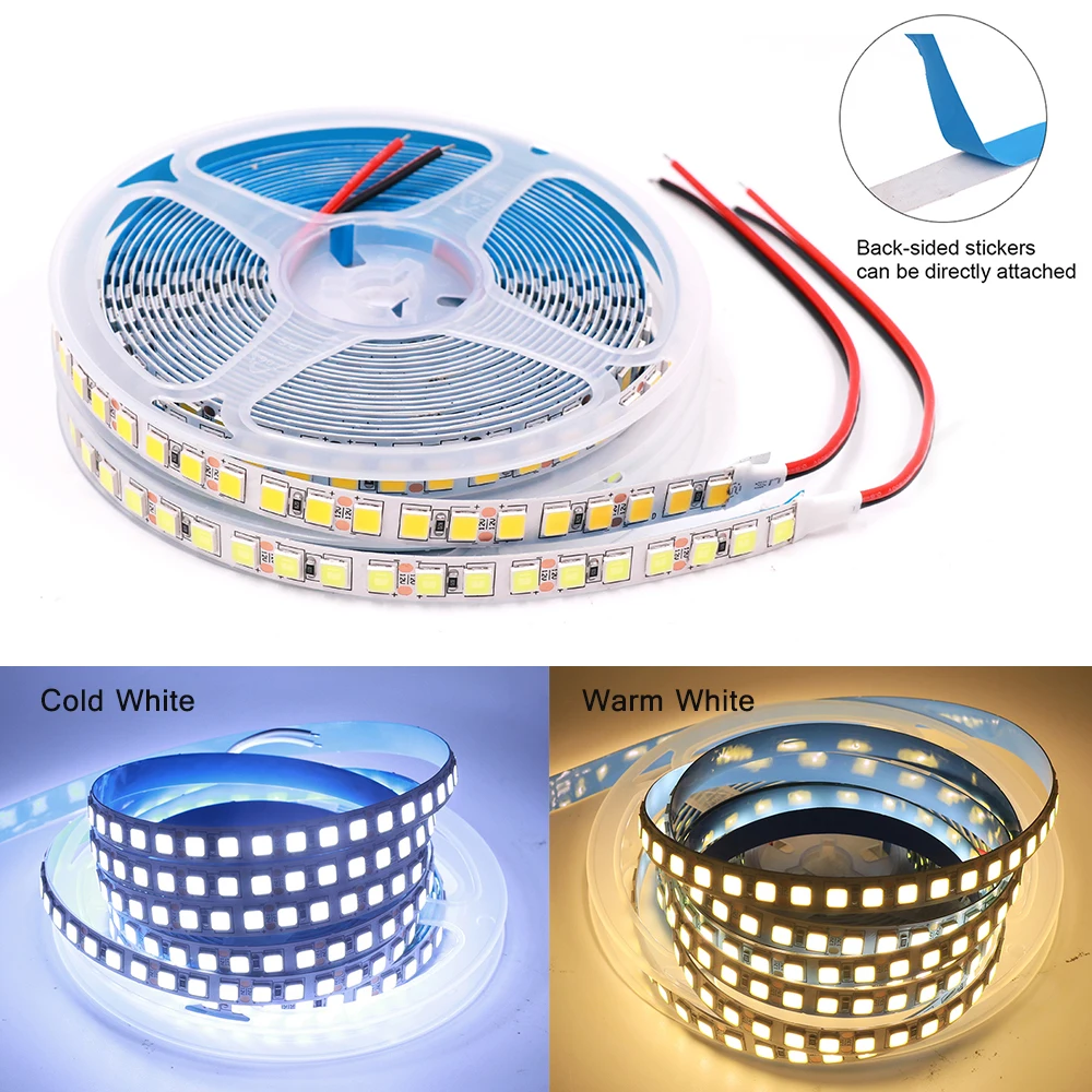 5M Светодиодные ленты светильник SMD5054 600 светодиодный s DC 12V 24V гибкий светодиодный лента Водонепроницаемый светодиодный Светодиодная лента световой полосы для украшения дома