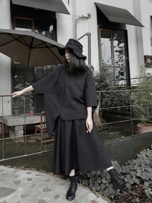 

Irregular Split Tide T Shirt Women Clothes 2020 Summer New Fashion Pullover Batwing Sleeve Match All Casual Tee Top ZP1292 T