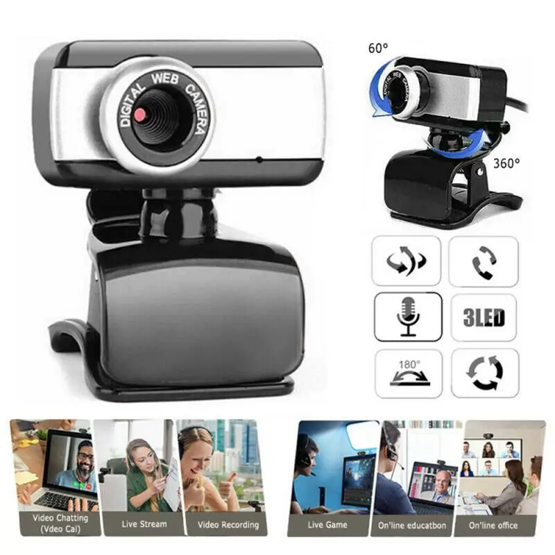 

HD 480P USB Computer Camera With Microphone Webcam Mini Computer PC WebCamera For Live Broadcast Video Calling Conference Work