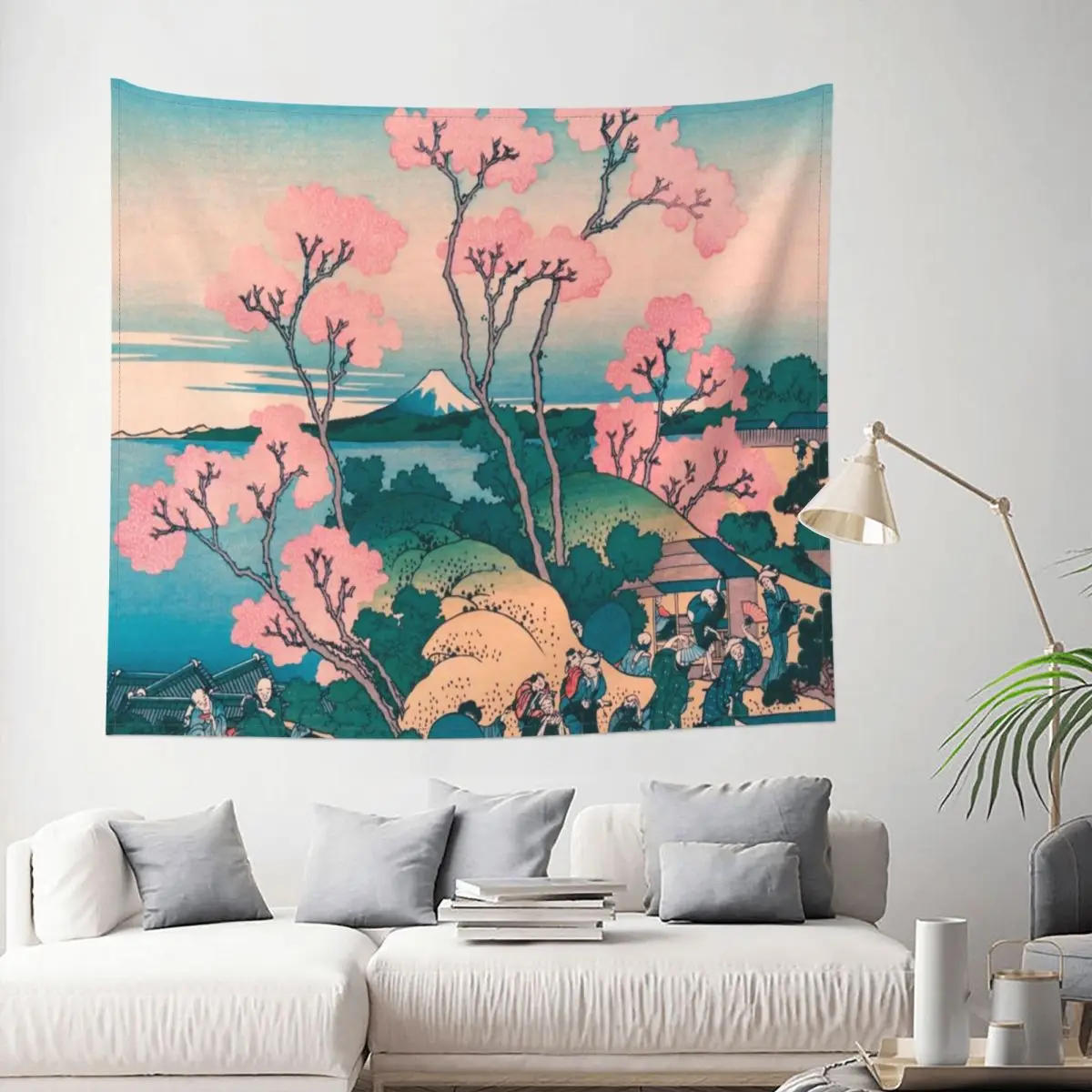 

Tapestry Spring Picnic Under Cherry Tree Flowers Floral Nature Art Decor Wall Room Home Decoration Hanging Living room Kawaii