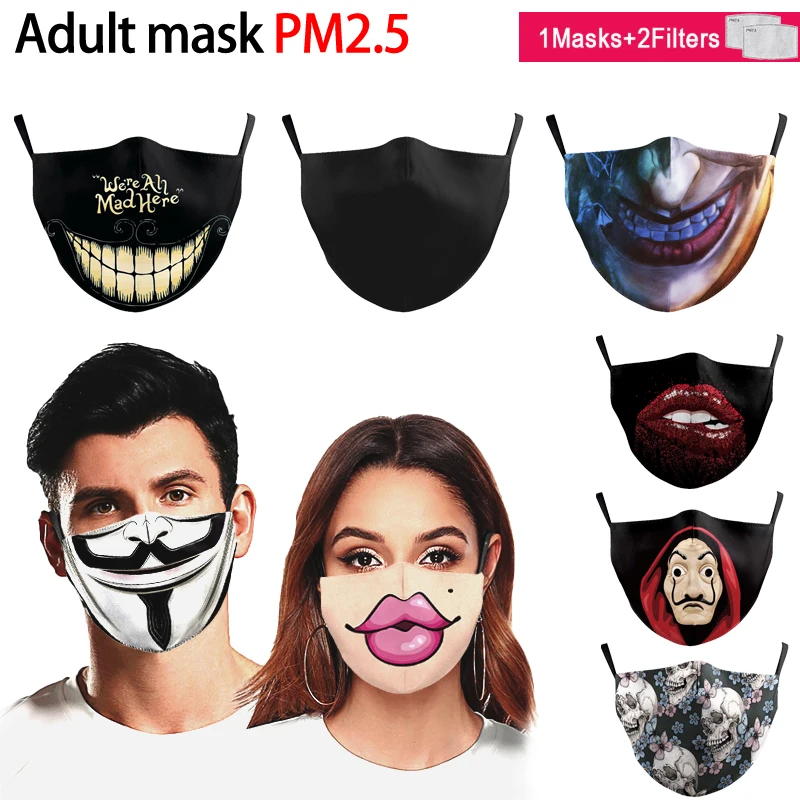 Новинка PM2.5 маска для рта ветрозащитная моющаяся лица mascarilla Jack Skellington взрослых