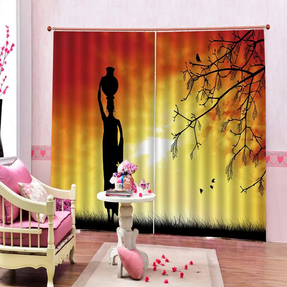 

Photo Custom Blackout Window Curtains For Living room Bedroom Curtains Sunset Stereoscopic 3D Curtain home drapes