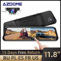 2021 new azdome 11 8 full screen rearview dash cam touching stream mirror car dvr camera fhd video recorder night vision