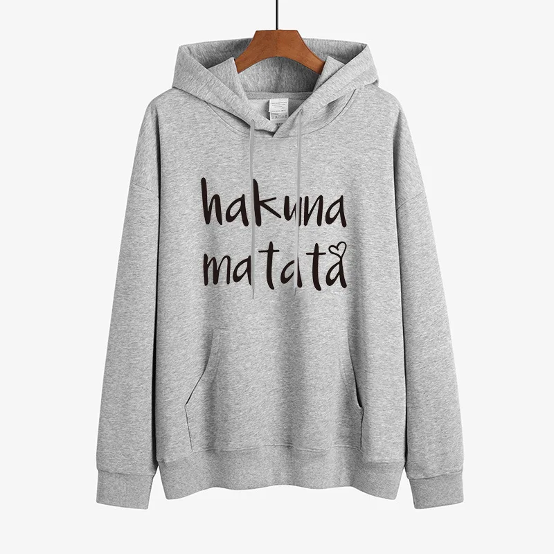 Печатные Акуна Матата Женская толстовка с капюшоном и длинными рукавами