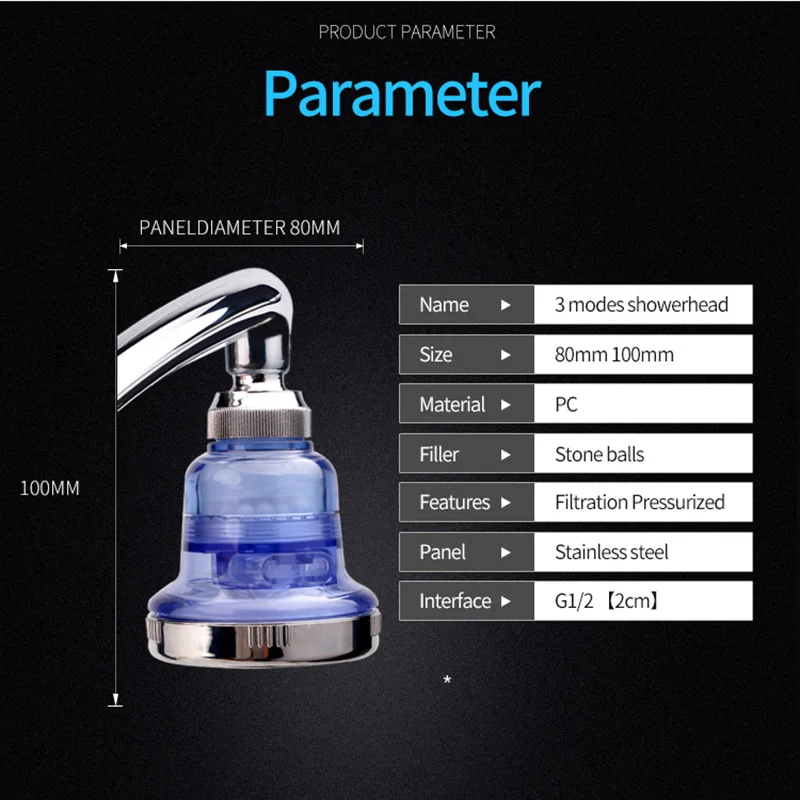EHEH Blue Adjustable Showering Replacement Shower Head Fixed Mount 3 Function ABS Chrome Rainfall | Обустройство дома