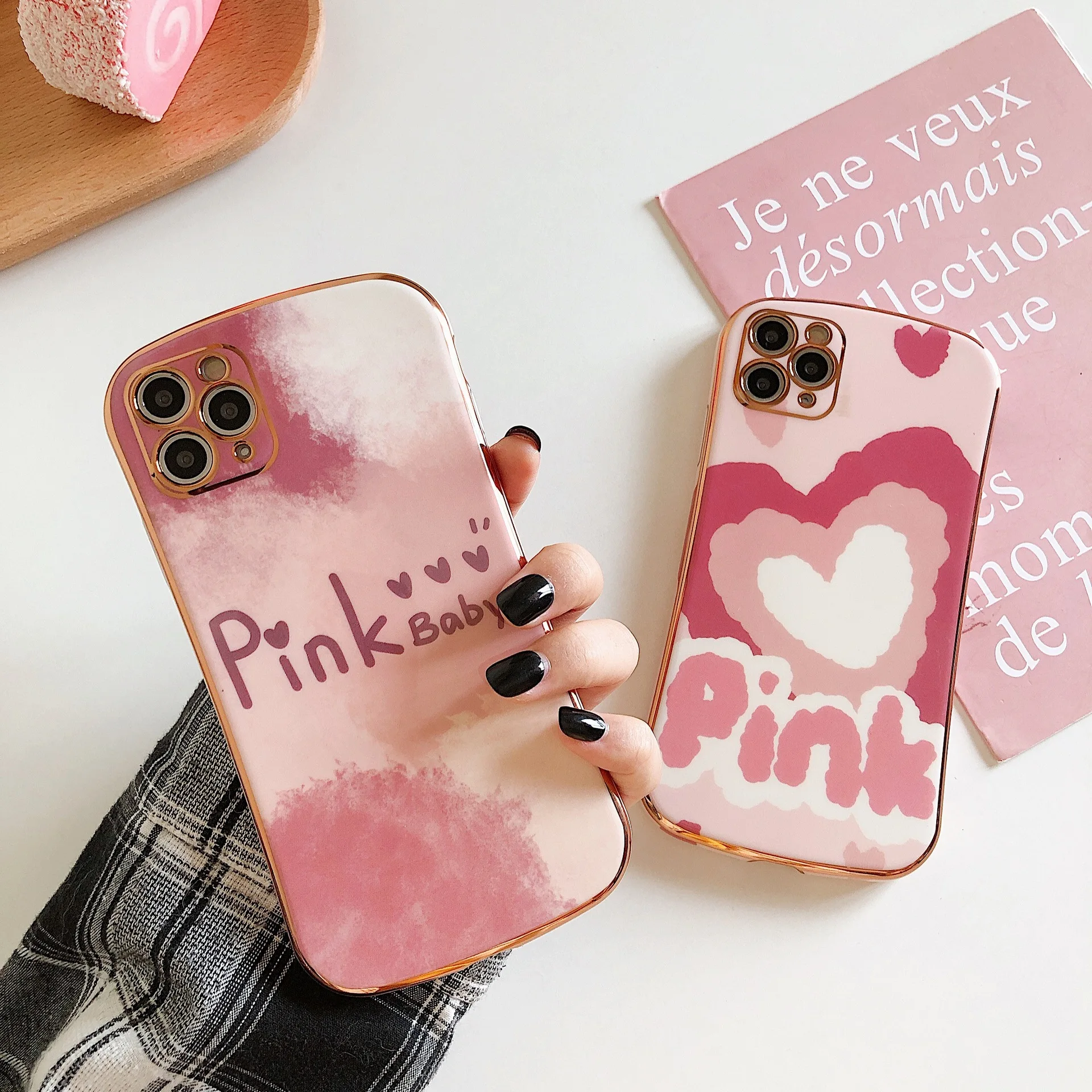 

Rose gold plating sweet girls Phone case For iPhone 11 Pro Max case Cute soft cover For iPhone XS Max XR X 7 8 Plus 7Plus Case