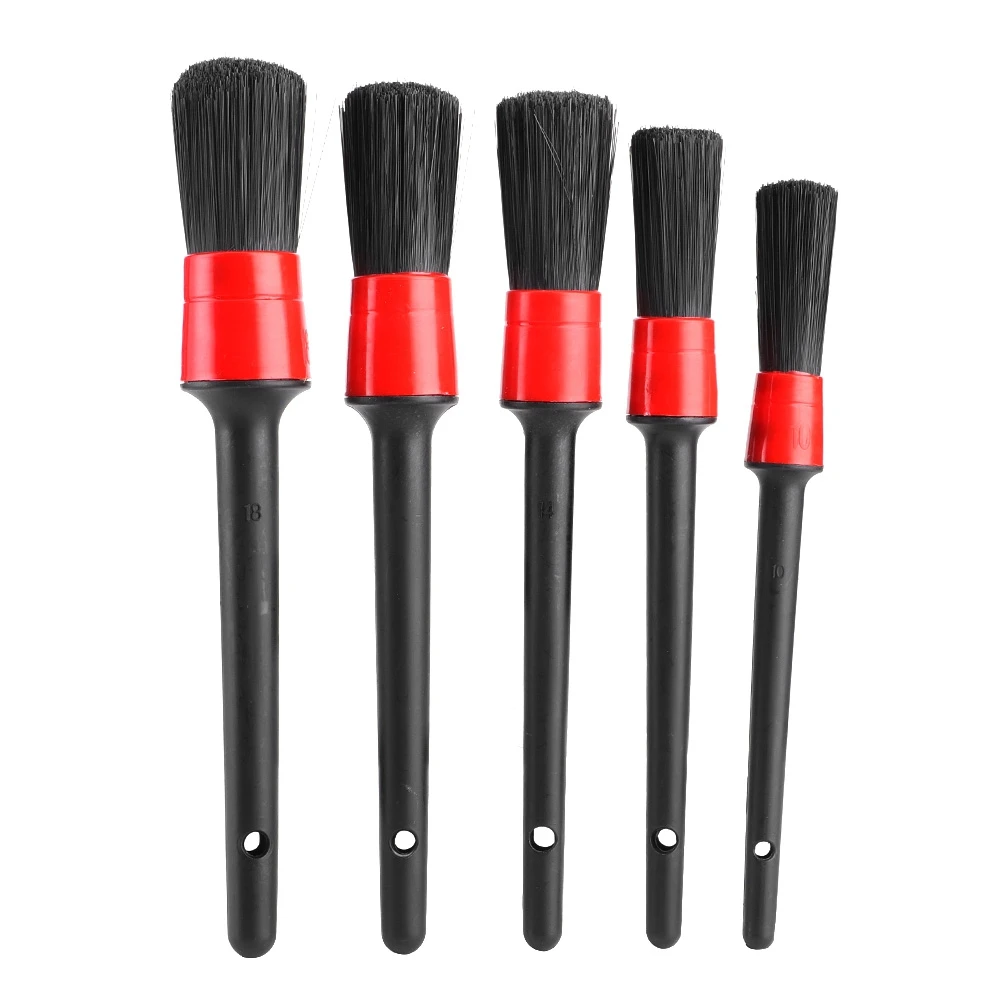 

5pcs Universal Car Detailing Brush Dry Wet Dual Use Cleaning Washing Hair Brushes Portable Auto Detail Tool Set