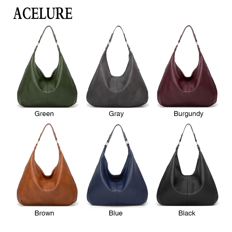 

ACELURE Soft Solid Color PU Leather Large Shoulder Crossbody Bags for Women High-capacity All-match Handbags Purse Shopping Bags