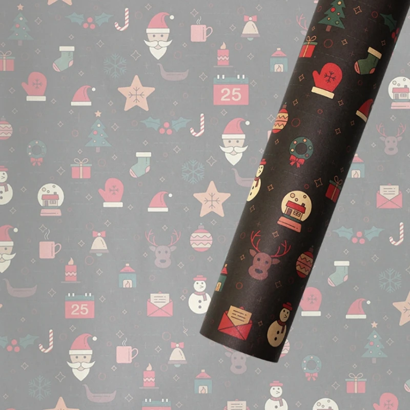

5 Pcs Retro Christmas Element Wrapping Kraft Paper Wedding Decoration Gift Wrap T3LE