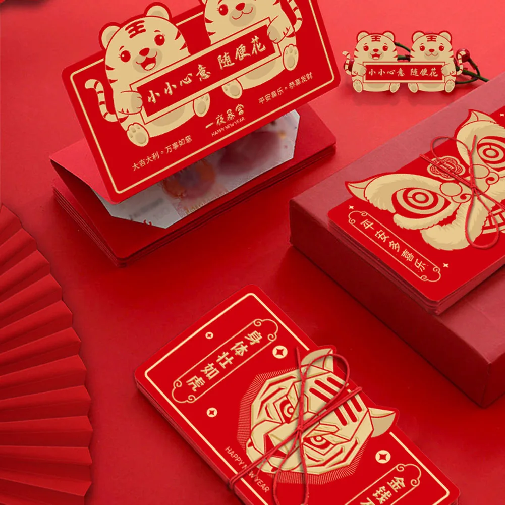 

Creative Year of The Tiger Red Pocket Folding Red Envelope Lucky Money Packet Bags for Valentines Spring Festival Wedding Chines