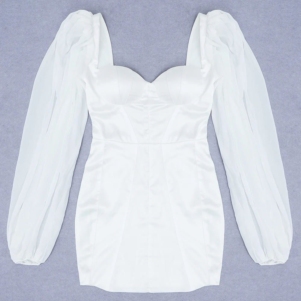 Женское платье с пышными рукавами белое для вечевечерние 2020 | Женская одежда