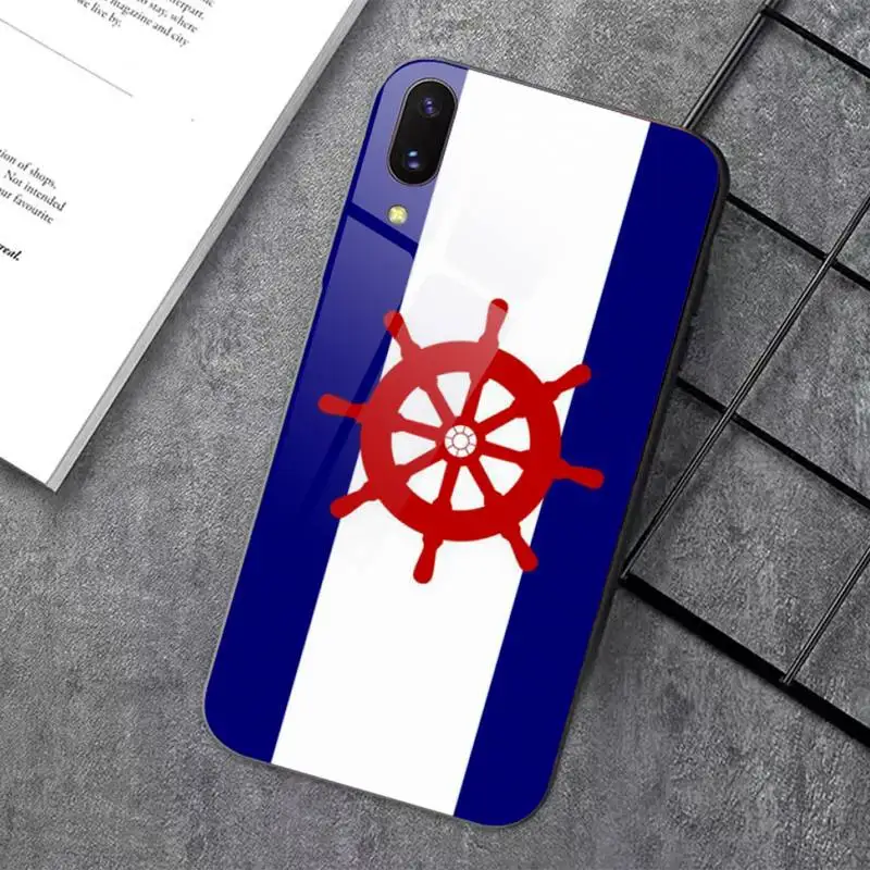 

Stripes Anchor Boat Ship Wheel Tempered glass phone case For Oppo R9 S Plus R11 S R17 pro F5 7 9 11 pro A5 37 57 59 83 3S
