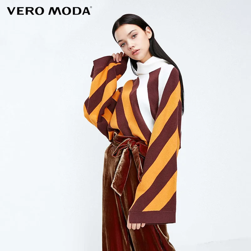 Женский вязаный свитер в полоску с открытыми плечами Vero Moda | 318324549|Джемпера|
