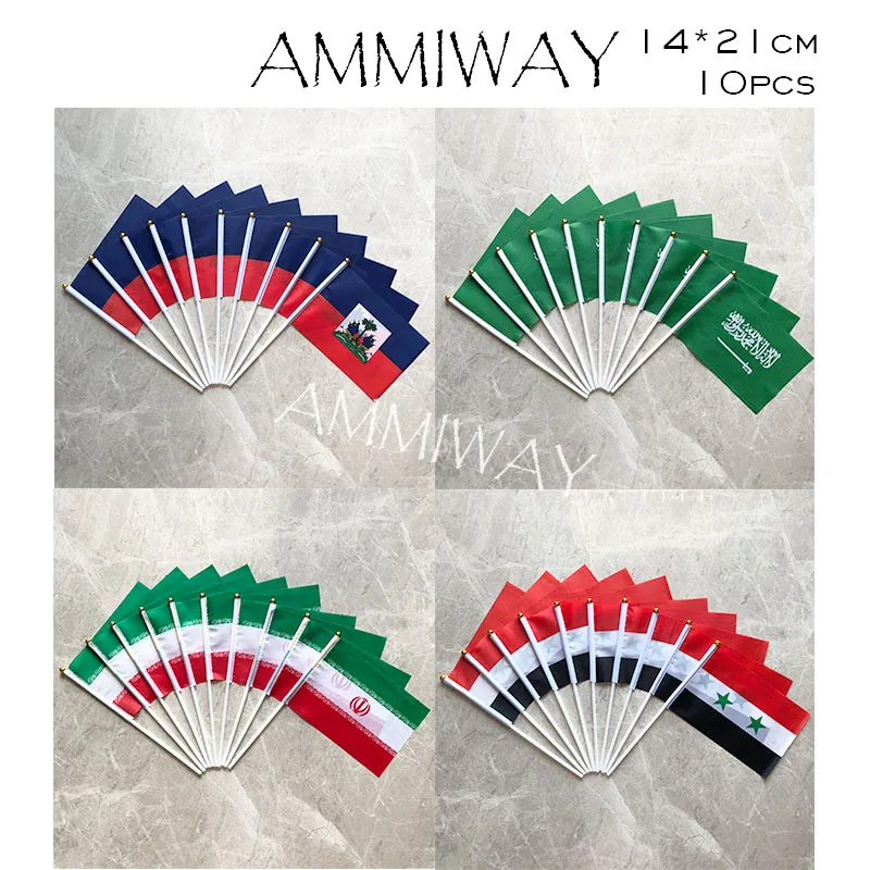 AMMIWAY 14x21cm 10pcs Philippines Bosnia and Herzegovina Cyprus Tunisia Hand Waving National Flag Polyester Free Shipping | Дом и сад