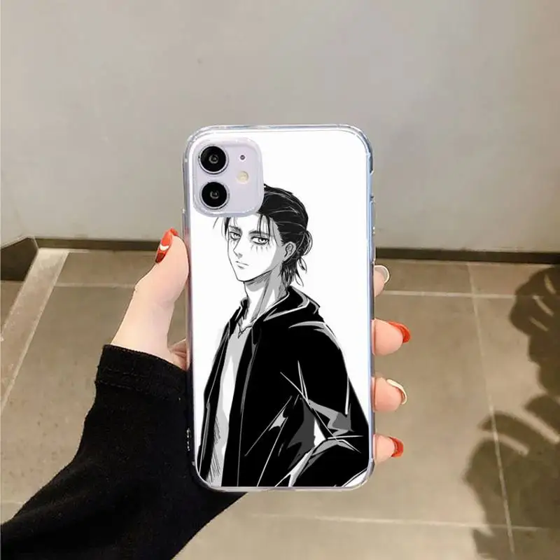

Attack on Titan Eren jaeger Phone Case Transparent for iPhone 6 7 8 11 12 s mini pro X XS XR MAX Plus