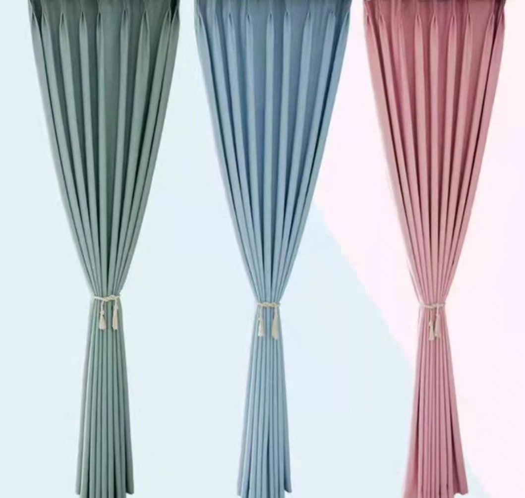 

Light Luxury Full Sun-Shading Curtains Bedroom Girl Thermal Insulation Sunscreen Hook Type Simple Plain Curtain Finished Product