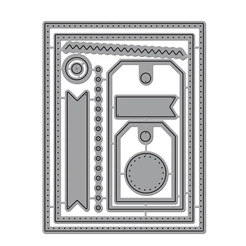 Прямоугольная рамка сделай сам с декоративными бирками высечки для изготовления