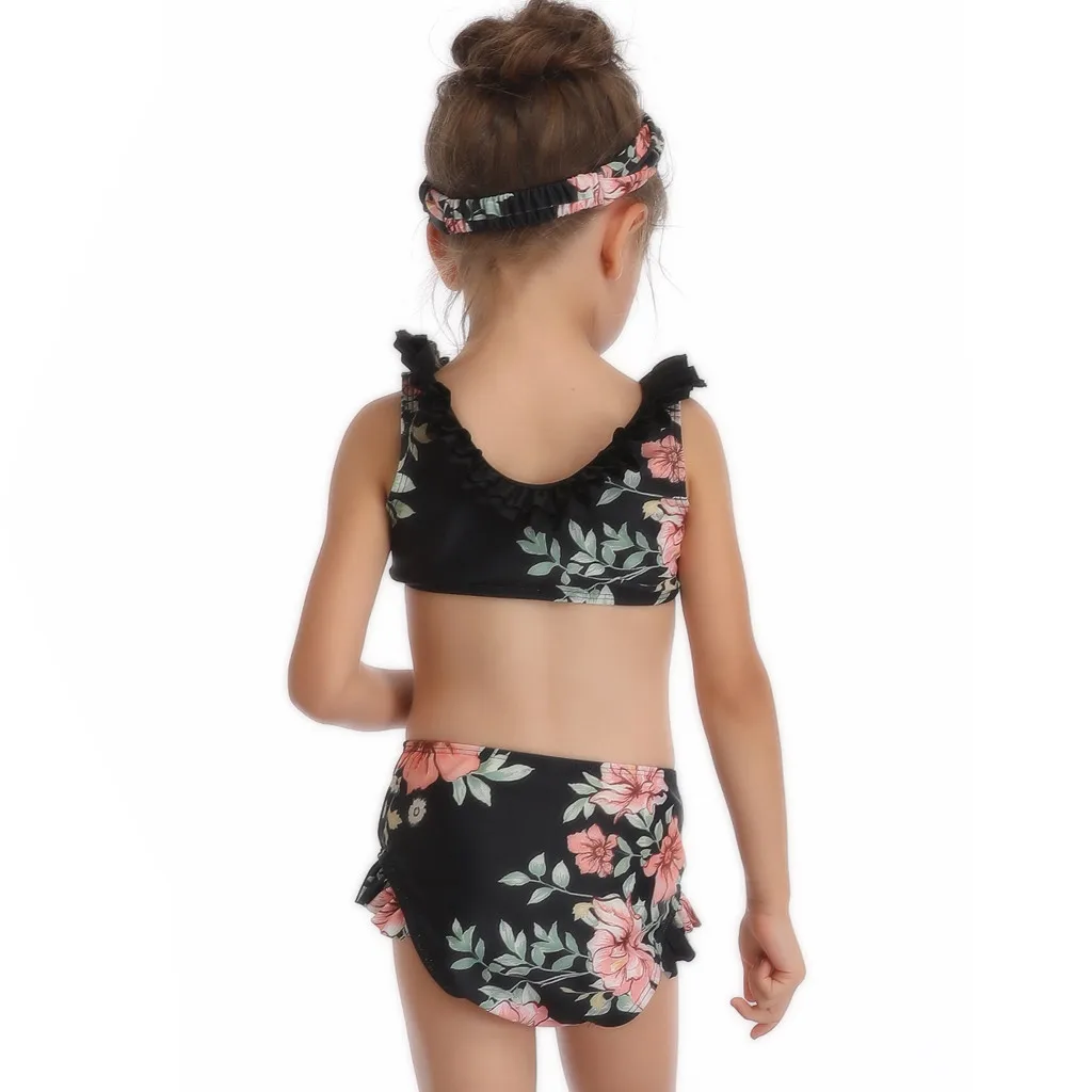 2020 летнее бикини для маленьких девочек купальник с цветочным рисунком 2 предмета