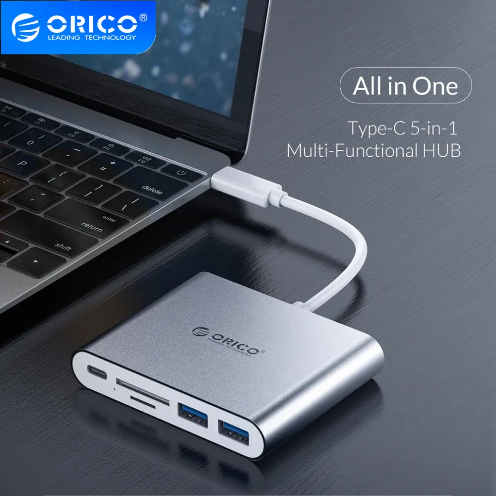 Концентратор USB C ORICO Разветвитель Type для нескольких 3 0 TF/SD PD зарядный адаптер док