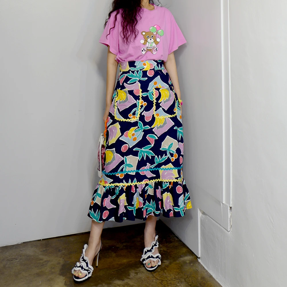 Юбка RUGOD с цветочным принтом облегающая трапециевидная юбка завышенной талией и