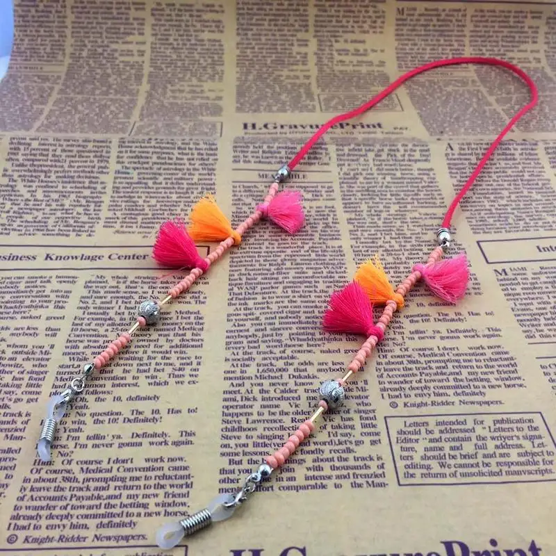 Женские ретро очки с кисточками и бусинами Нескользящие солнцезащитные цепочка