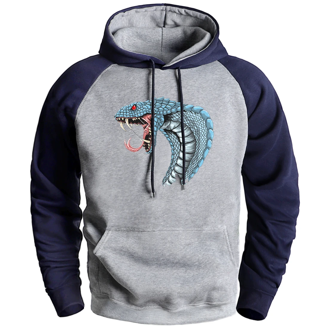 

Модные мужские толстовки с принтом кобры Кай, повседневные свободные мягкие флисовые толстовки с капюшоном, однотонная осенне-зимняя одежд...