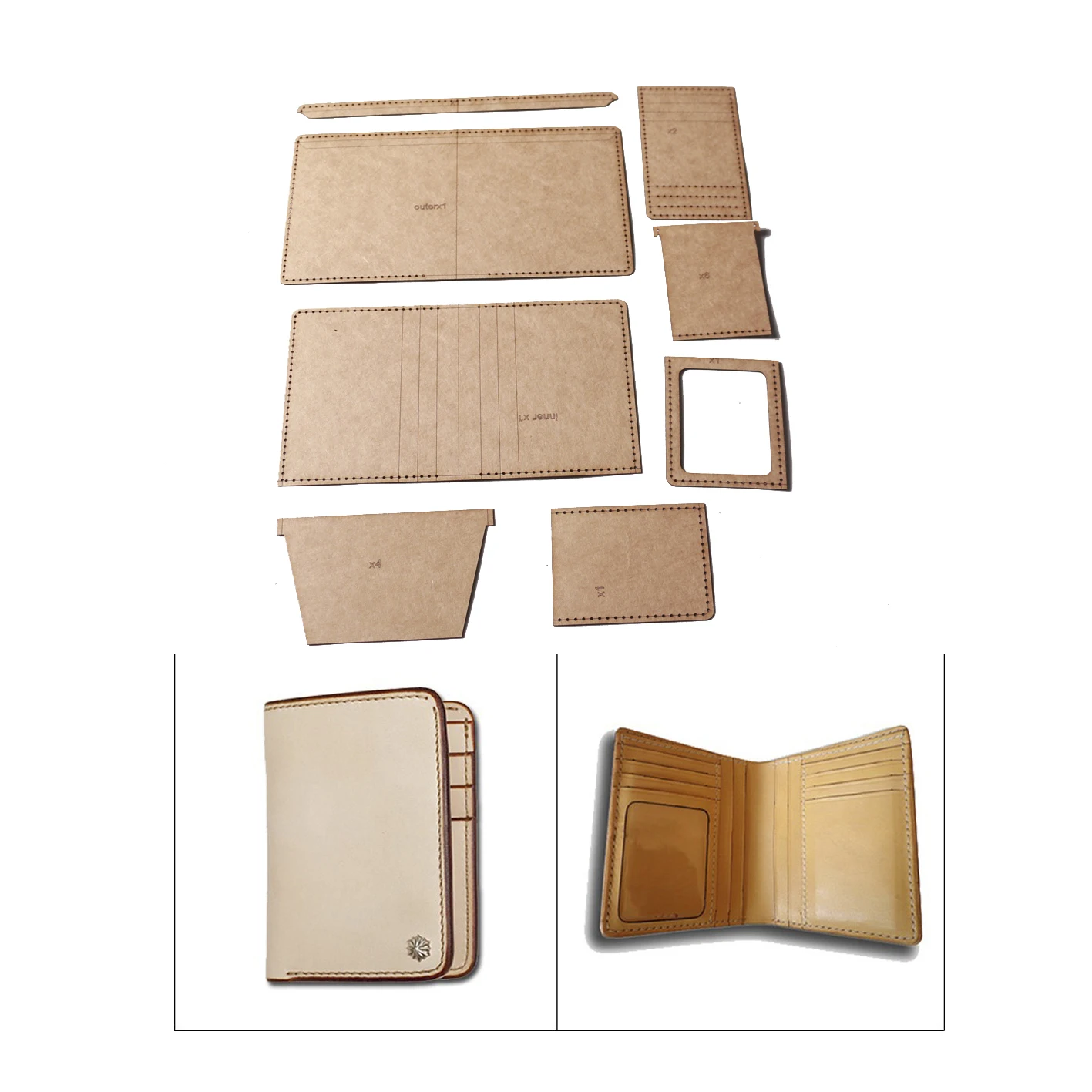 

DIY leather craft cardholder wallet kraft paper pattern hollowed stencil template 11.5x9.5x1.5cm