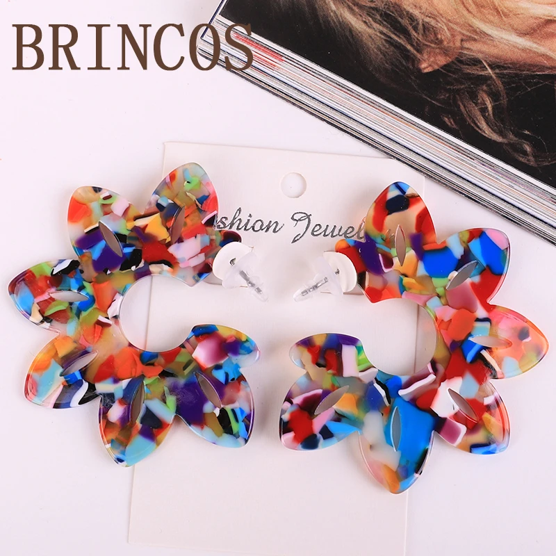 18 Версия handmadeCC сережки blueearringsblueearrings акриловые серьги женские орнаменты богемные золотые осыпающиеся ретро звезды корейские - Окраска металла: 18