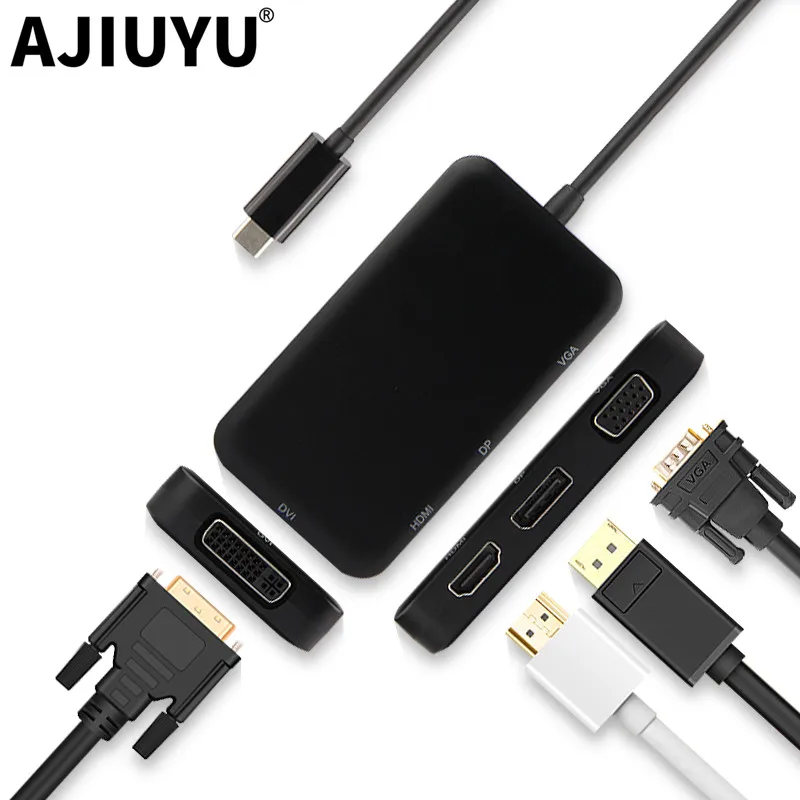 USB концентратор AJIUYU Thunderbolt 3 порта 0 4K HDMI TV 1080P VGA DVI|USB-хабы| |