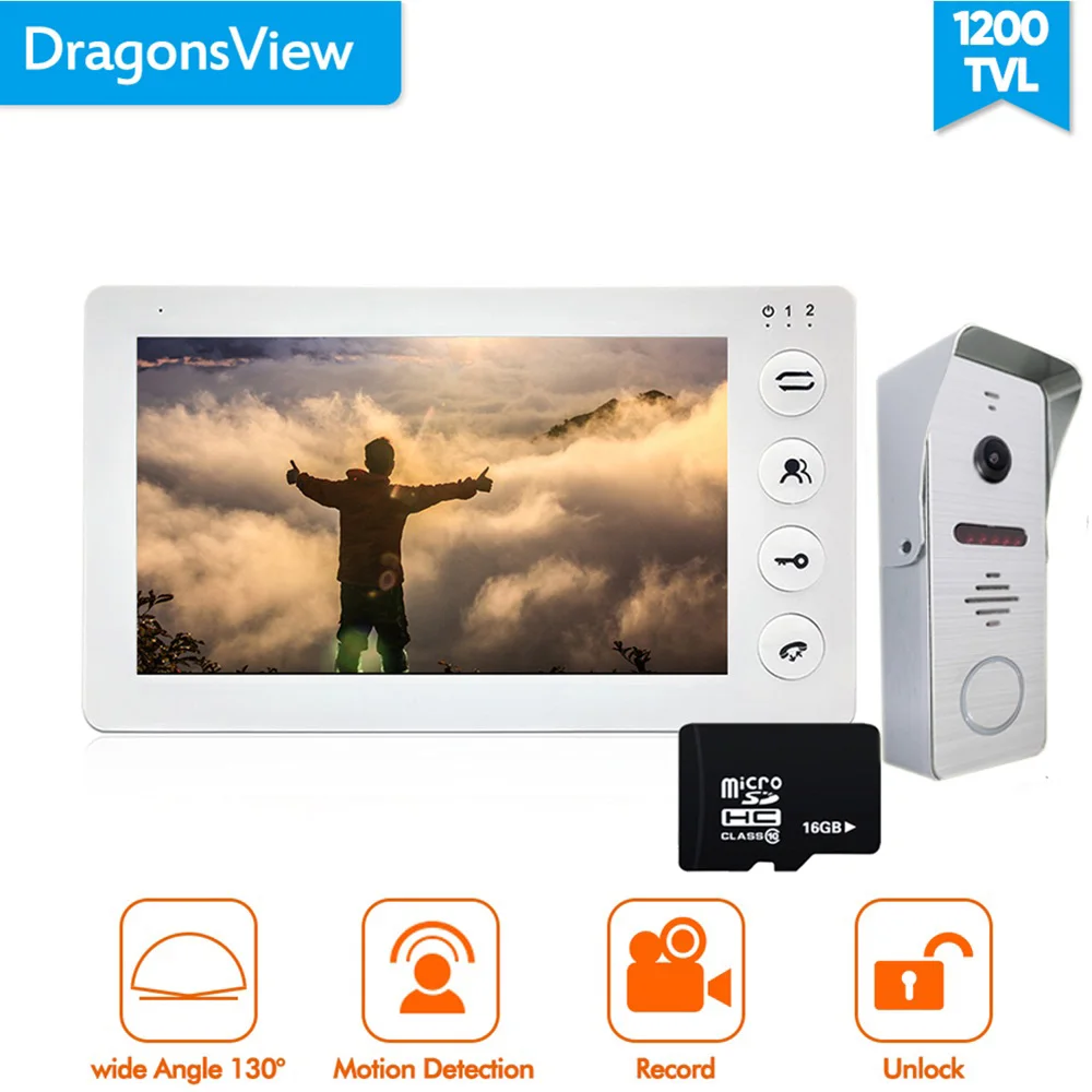 Видеодомофон Dragonsview с экраном 7 дюймов система связи записью движения
