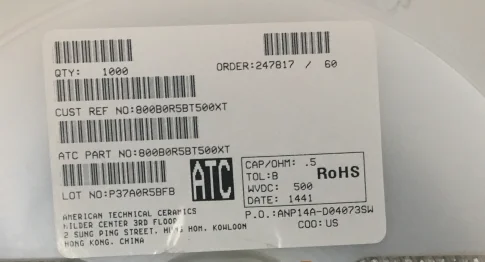 

Высокочастотный конденсатор 3225 1210 33PF 500 В с чипом 800B0R5BT500XT, 1 шт.
