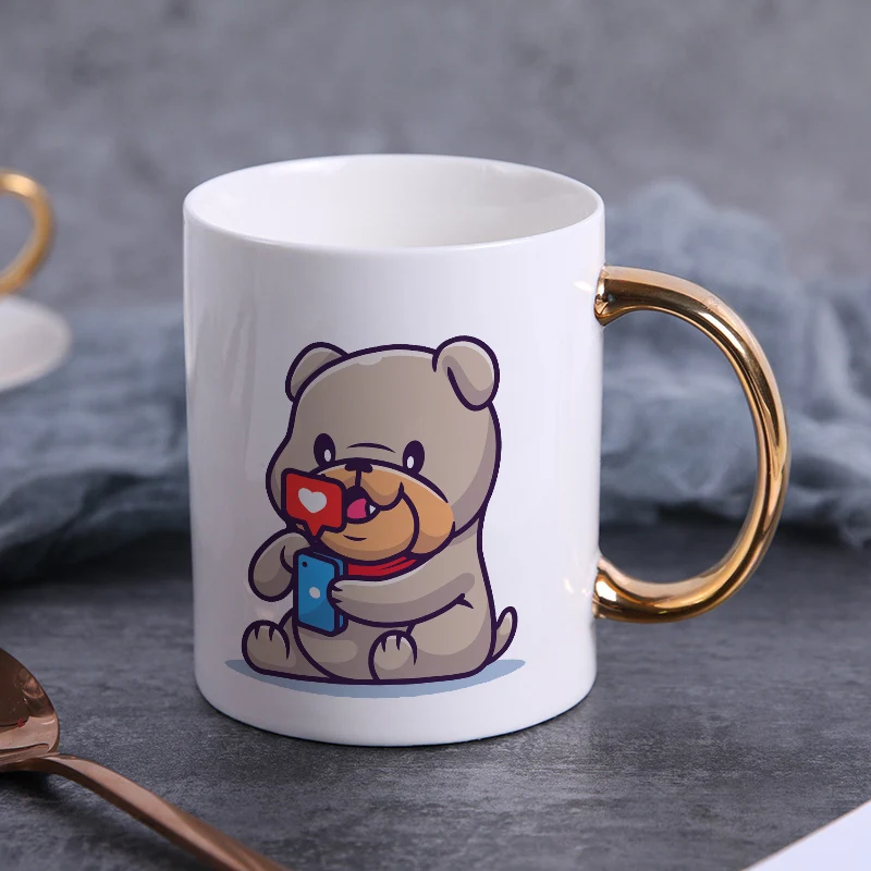 

Креативное милое маленькая кружка собака золотая ручка Керамика кружки для кофе Чай молока, может использоваться в качестве: пивного стака...