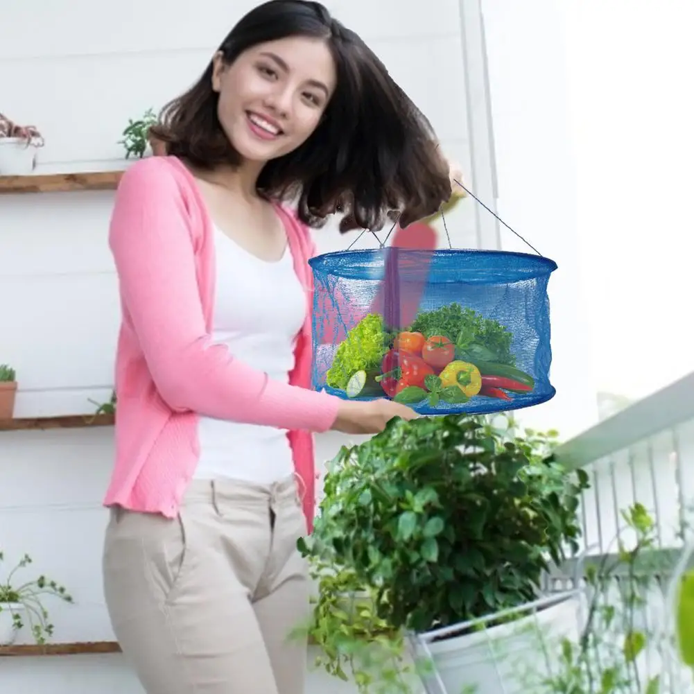 

Foldable Herb Drying Mesh Rack Hanging Food Dryer Fish Vegetable Dishes Dehydrator With Zippe Portable Storage Basket Bag