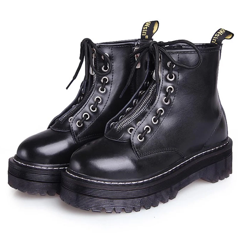 Новый 2019 Женские ботинки черного цвета в стиле панк женские ботильоны