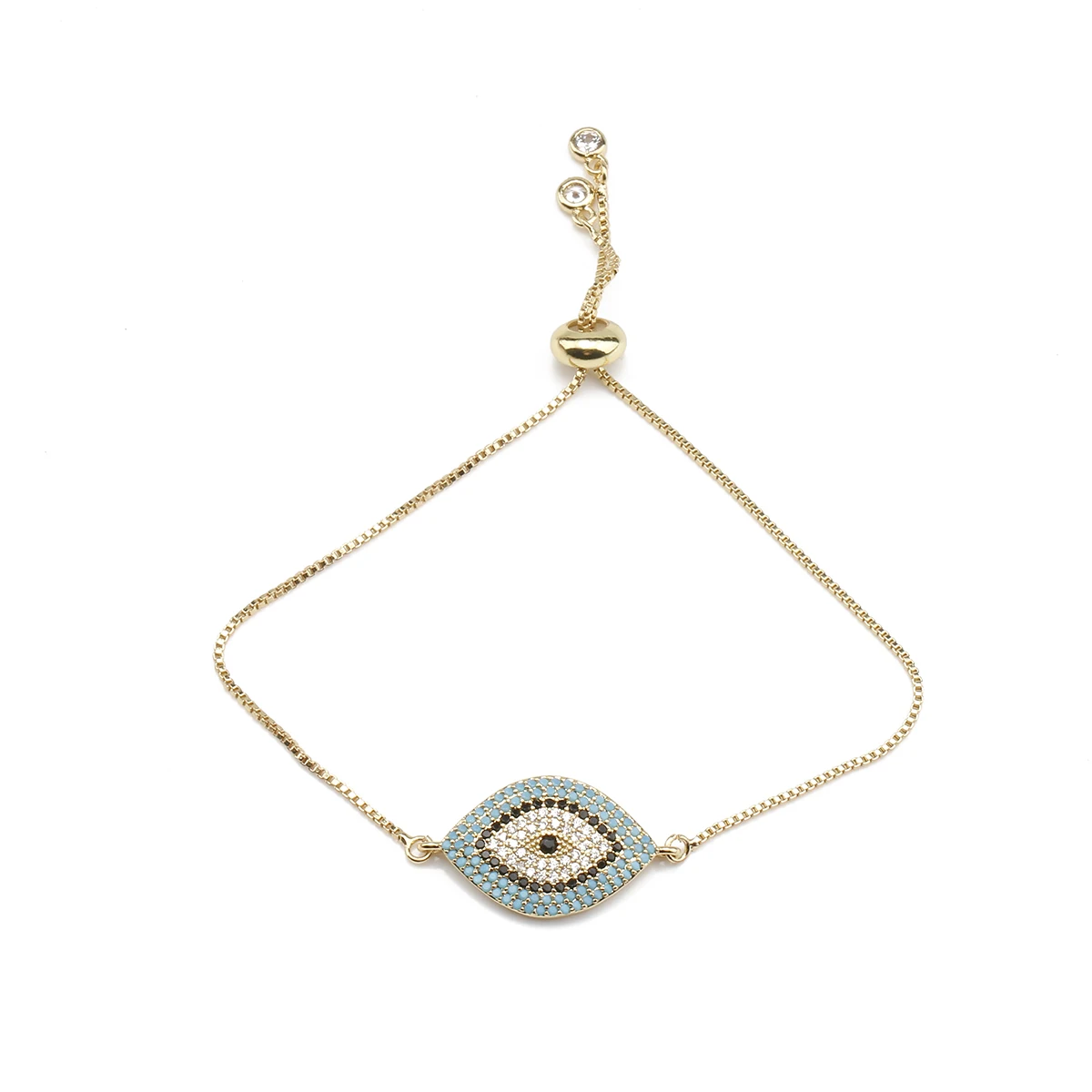 Luxury Blue Evil Eye Bracelet Boho Rose Gold Color CZ Creative Couple Gift Chain Jewelry 2021 Handwoven Adjustable Woman Present