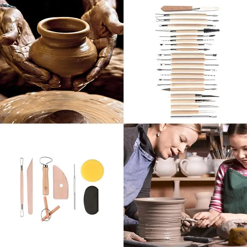 

30PCS Ceramic Clay Tools Set Polymer Clay Tools Pottery Tools Set Wooden Pottery Sculpting Clay Cleaning Tool