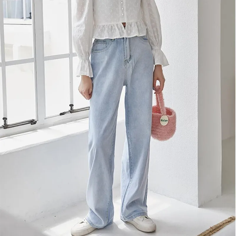 

NEW Woman Jeans High Waist Clothes Wide Leg Denim Clothing Blue Streetwear Vintage Quality Fashion Harajuku Straight Pants