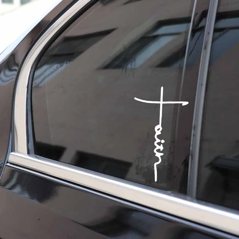 

Car Sticker Faith Cross Symbol Religion Christian God Quote PVC Waterproof Sunscreen Decal Art Black/silver 9.1cm *16CM