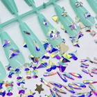 20 шт., стразы для дизайна ногтей AB, подвески для ногтей, аксессуары для ногтей, кристалл, плоская задняя сторона, не горячая фиксация, каменные бриллианты для 3D украшения ногтей