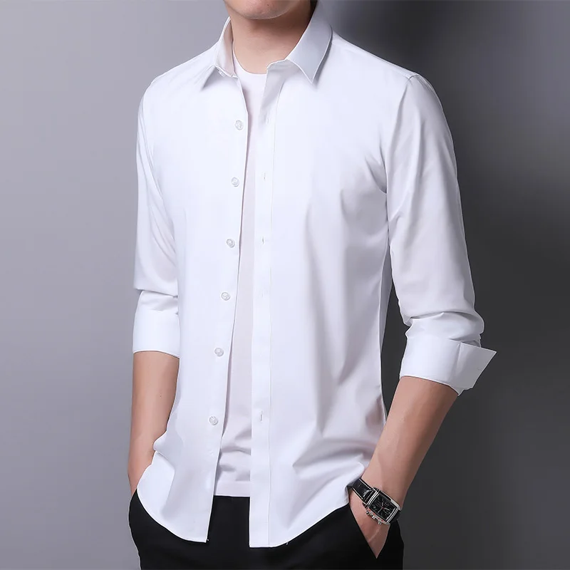 

2021 new spring and autumn long-sleeved shirt men business lapel bottoming shirt zde1009
