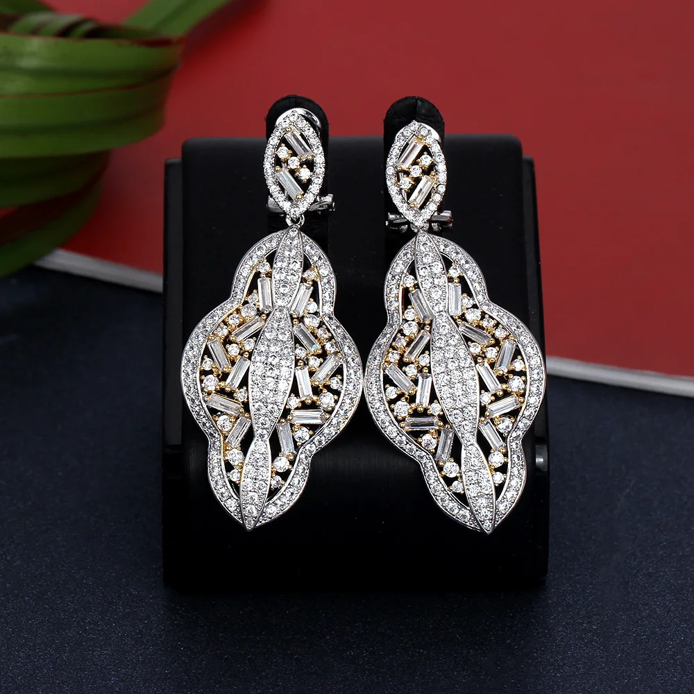 

BrideTalk Luxury 4PCS Big Sets Cubic Zirconia Necklace Earrings Nigerian Bridal Banquet Wedding Party For Women Jewelry Set