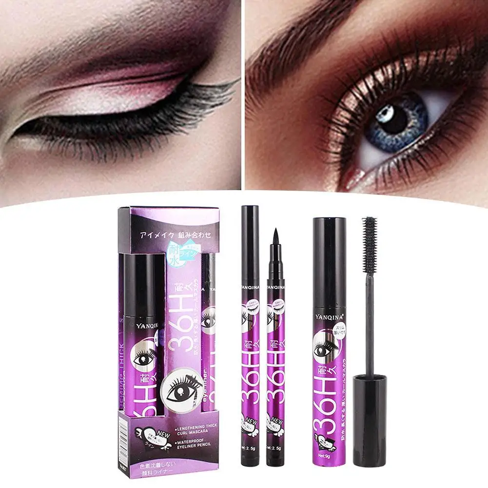 2 шт./компл. тушь для ресниц 4D шелковое волокно увеличения объема черные ресницы