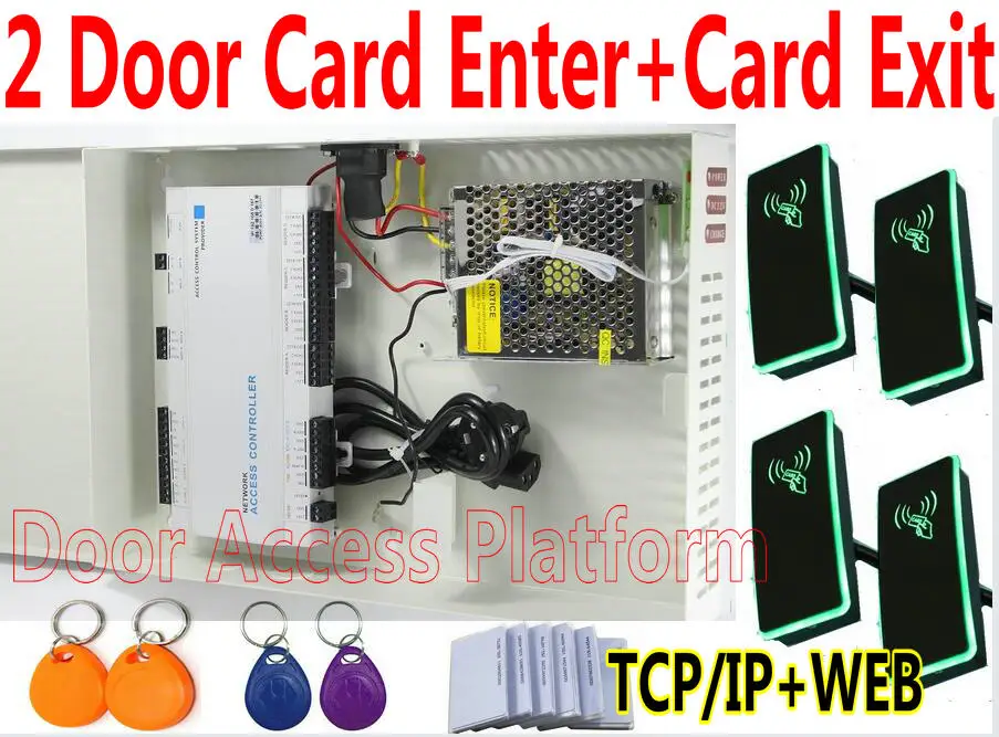 2 Дверных входа карты + выход анти пароль обратный контроллер веб сервер TCP/IP сеть