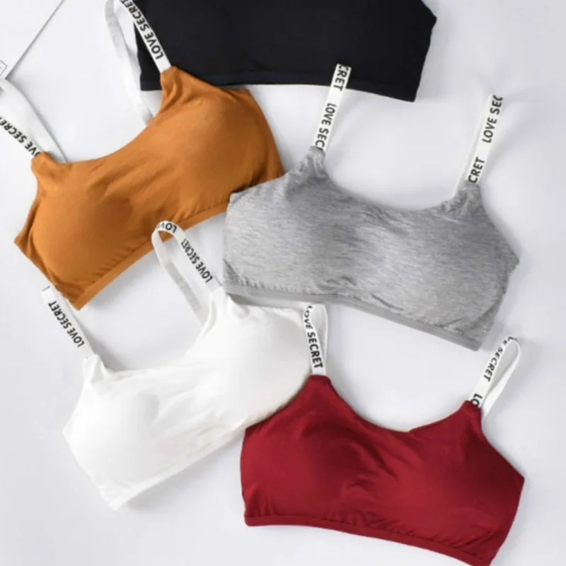 

Sports Ladies Anti-glare English Alphabet Sling Three-breasted Wrap Chest Tube Top Underwear Cotton Vest Comfortable Bra