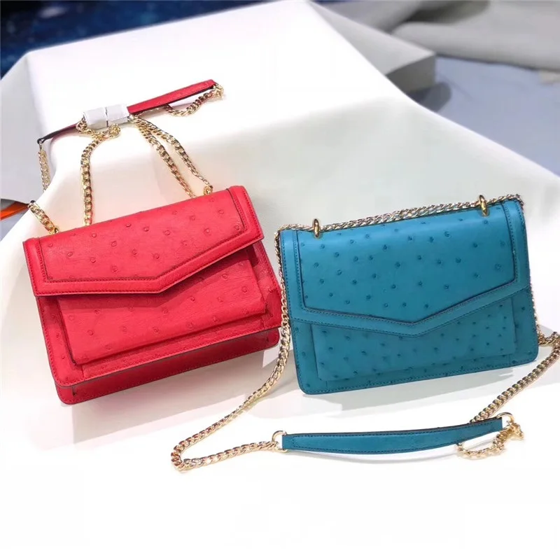 Натуральная кожа страуса женская маленькая сумка мессенджер экзотическая