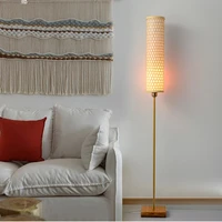 modern creative bamboo woven floor lamp long tube handcrafted led light for dining room bedroom bedside sofa decor standing lamp