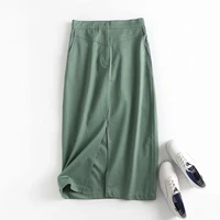 new cotton split skirt womens medium length versatile temperament bag hip a line skirt high waist slim long skirt
